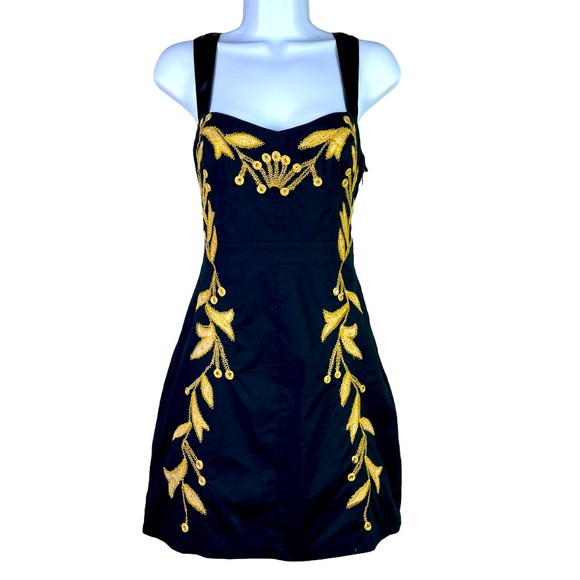 Free People Dresses & Skirts - Free People Mini Sun Dress With Gold Embroidery 6